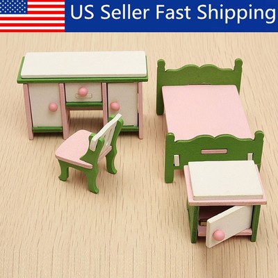 wooden dolls house bedroom furniture