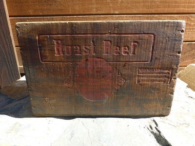 VINTAGE  SWIFTS PREMIUM  ROAST BEEF  WOOD CRATE 13 X 9X 9''