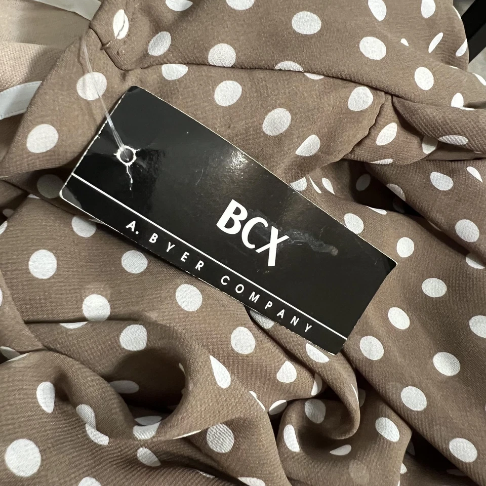 BCX Dress Womens Size 9 Brown White Polka Dot Sleeveless High Low Made USA Retro - Image 4 of 4