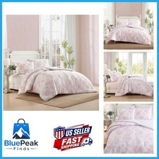 Laura Ashley Comforter Set - Delphine Pastel Pink, Full/Queen with Shams, Floral