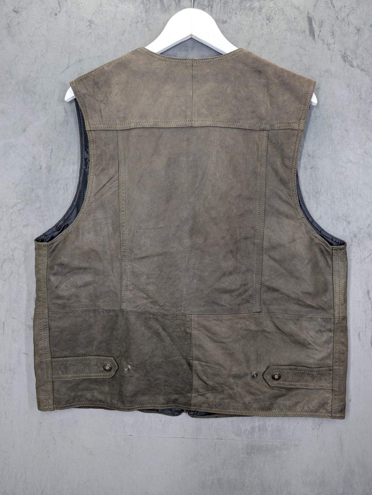 Vintage Soft Leather Utility Vest Size Large Waistcoat Lined Brown Pockets image 4