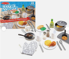 NEW SEALED BOX   MELISSA  DOUG  22 PIECE PLAY KITCHEN ACCESSORY SET  UTENSILS