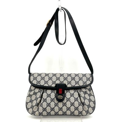Vintage GUCCI Crossbody Shoulder Bag PVC Leather Sherry Navy