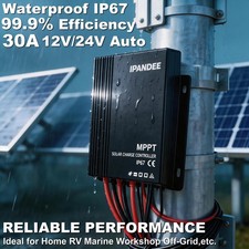 Waterproof 30A Solar Panel Battery Charge Controller 12V/24V Regulator LED NEW