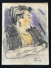 RAOUL DUFY disegno e quadro su carta vecchia firmato timbrato vintage