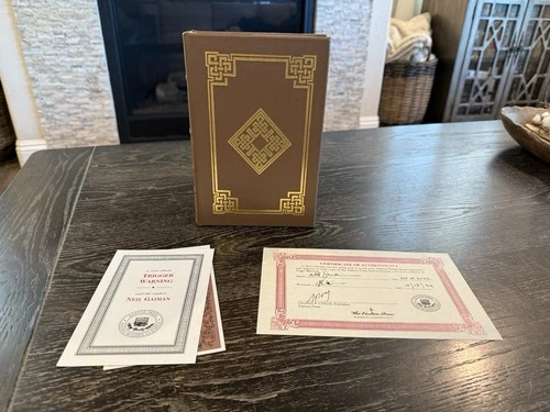 Easton Press NEIL GAIMAN: Trigger Warning SIGNED W/ COA And Notes