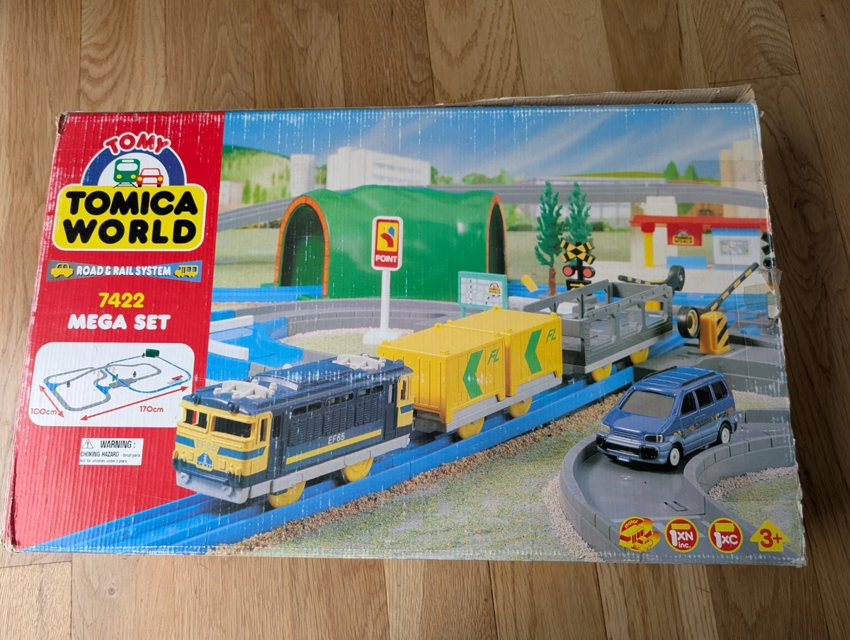 TOMY TOMICA WORLD 7422 ROAD & RAIL SYSTEM MEGA SYSTEM Incomplete
