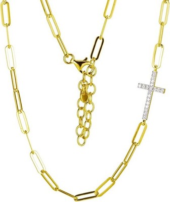 Amazon Essentials Yellow 18K Gold Plated Sterling Silver Cross Chain NEW $114!