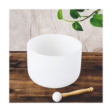Leize Quartz Crystal Singing Bowl F Note Heart Chakra White 10" with Heavy Du...
