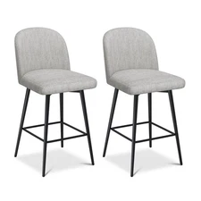 Counter Height Bar Stools Set of 2, 26 Inch Upholstered Swivel Barstools with...
