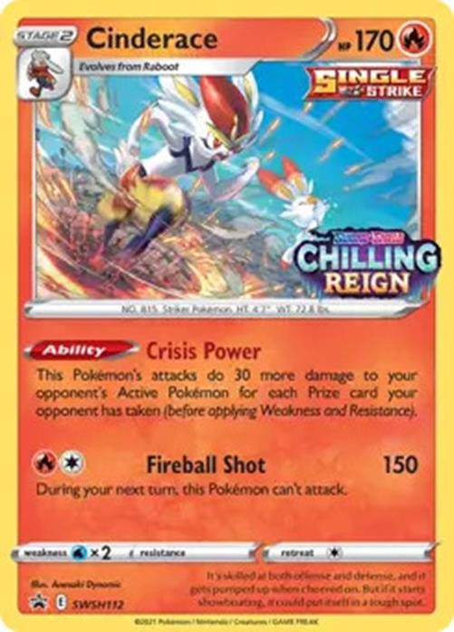 Cinderace - SWSH112 - Pokemon Sword & Shield Promo PreRelease Holo Rare Card NM