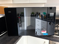 AEG Built-In Black Glass Microwave with Grill 25L 900W MBE2658DEM