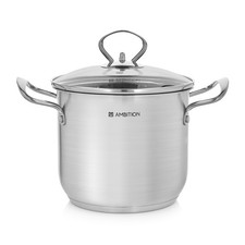 AMBITION Hoher Kochtopf mit Deckel Induktion Edelstahl Universalkochtopf 16 cm 