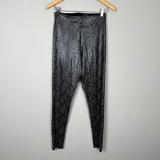 Commando Faux Leather Leggings Womens Large Gray Black Snake Print Textured L
