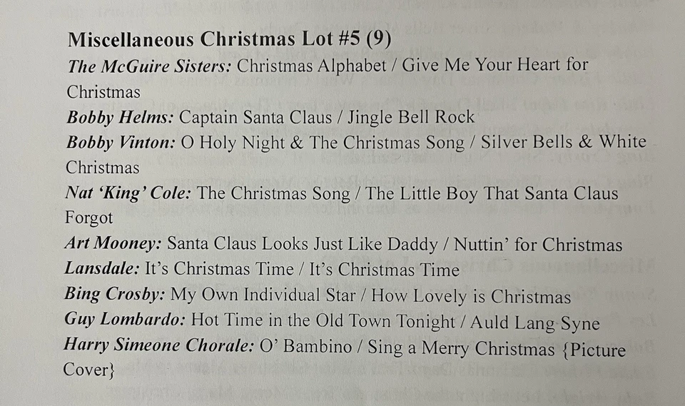 Lot of (9) Miscellaneous Christmas Music 45 RPM Records - Lot #5 - Image 2 of 2