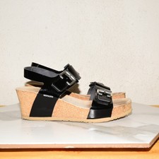 Mephisto Leather Strap Wedge Sandal Women 40 Hook Loop