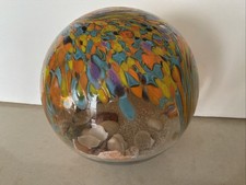 Multi-colored Glass Sand And Shells Beach Globe.