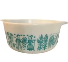 Vintage Pyrex Amish Butterprint #472 1.5 Pt Dish No Lid White W/Turquoise EUC