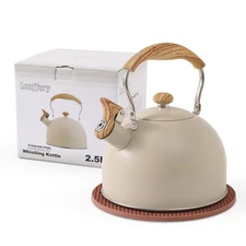 2.5QT Whistling Stove Top Tea Kettle, Creamy White, Food Grade Stainless Steel