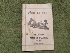 Vintage Record 405 Plane Instruction Booklet Old Woodworking Hand Tools Tool