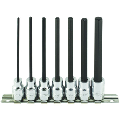 3/8 Zoll Antrieb lang Sechskant/Inbus Bit Steckschlüsselsatz metrisch 3-10 mm Dreizack T121400