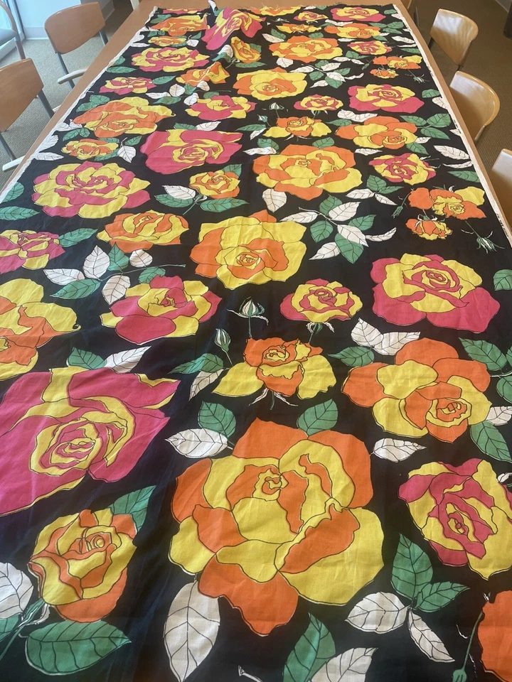 1960'S Floral Fabric - Oversized Vivid Colors Ameritex Co. Vintage 3.5 YDS - Image 2 of 4