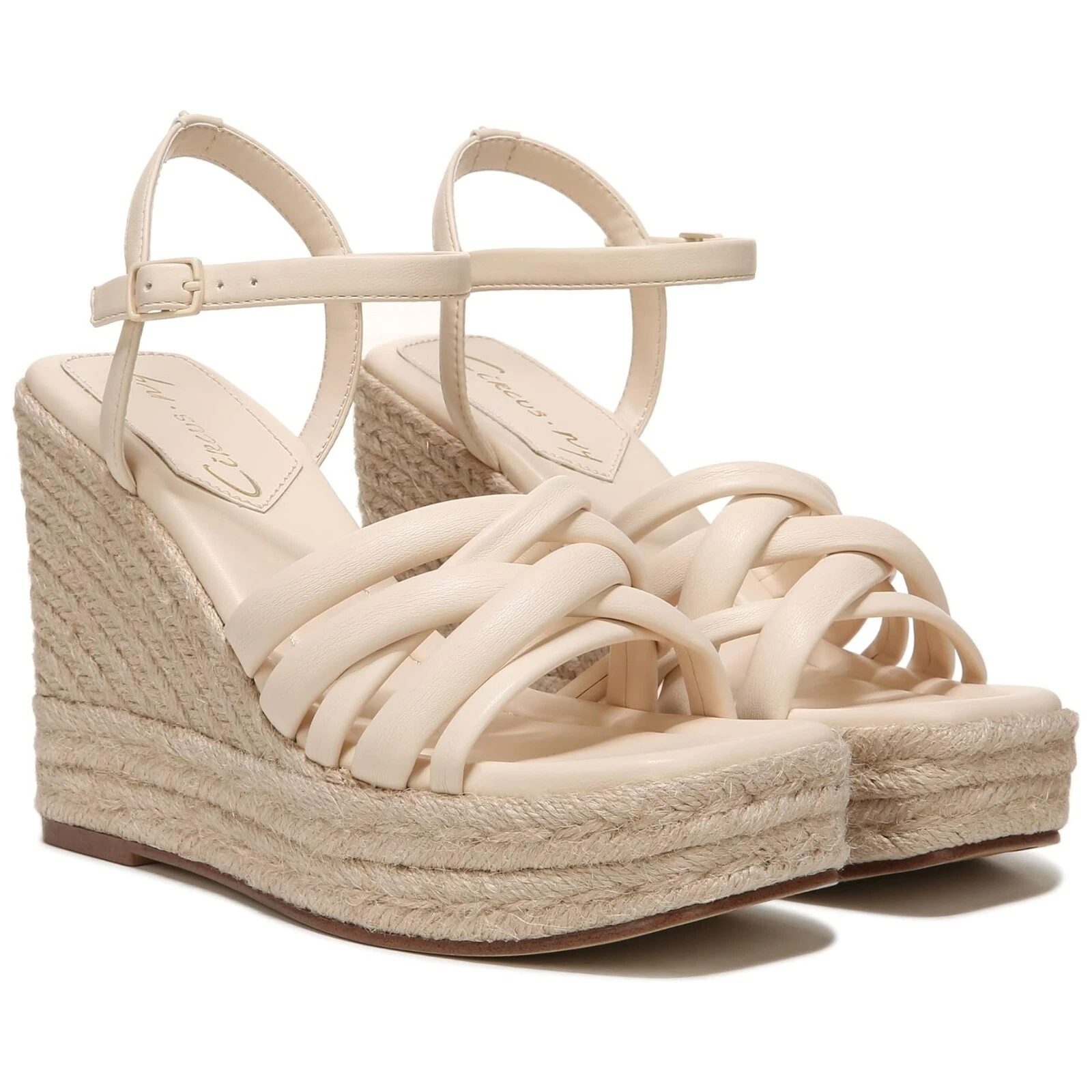 Circus IRENE Womens Woven Strap Wedge Sandals Vanilla Bean NIB