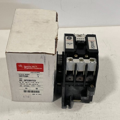 New - GE CR7CHA CONTACTOR 45AMP 3POLE 120V COIL 30HP 1NO-1NC CR7CA11C