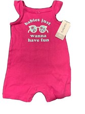 Carter  s Cotton Bodysuit Romper, PINK Size 6M - Babies Just Wanna Have Fun -