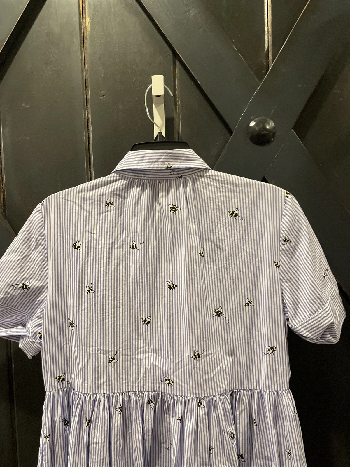 Abito a righe Kate Spade Abuzz Poplin Bumble Bees blu e bianco taglia media