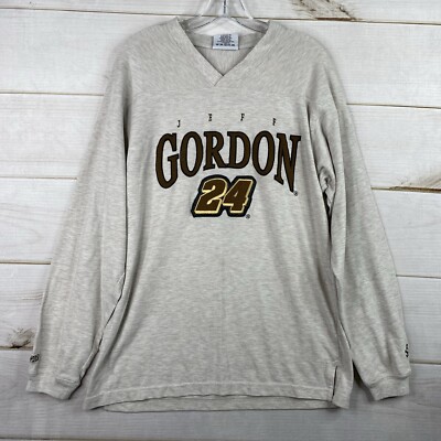 Vintage NASCAR Gordon Shirt Mens M Beige Embroidered DuPont Automotive