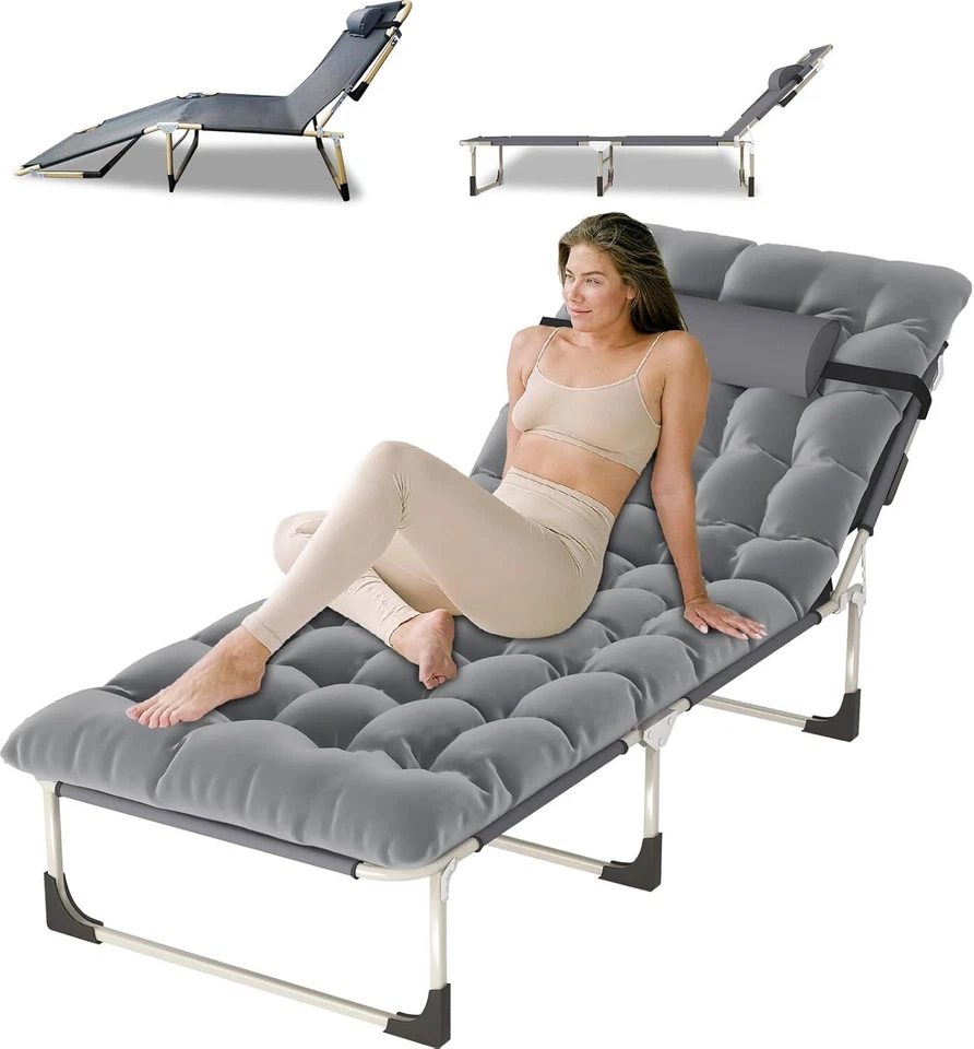 200kg Campingbett Campingliege Gästebett klappbar Sonnenliege Feldbett Liege XXL - Bild 4 von 4