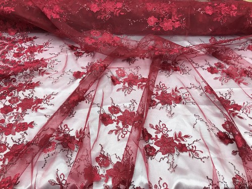 Floral Mesh Lace Fabric with Sequin Embroidery – 52" Wide VT-11 - Picture 45 of 50