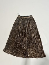 ASOS DESIGN pleated Golden sequin midi skirt ...