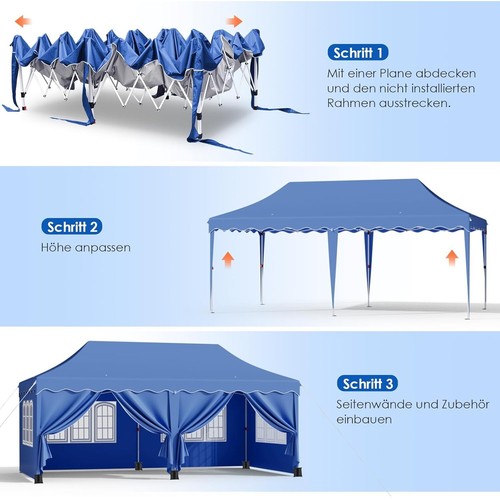 3x6m Klappzelt Festzelt Faltpavillon Partyzelt Pavillon Garten mit 6 Seitenteile - Bild 12 von 28