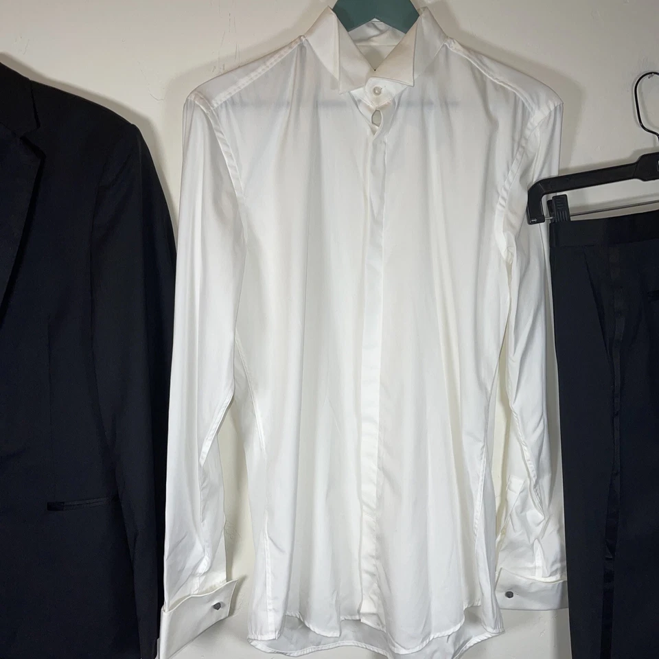 Hugo Boss Esmoquin Traje Chaqueta Pantalones Camisa 36R Lana Mezcla Seda Foto 3 de 4