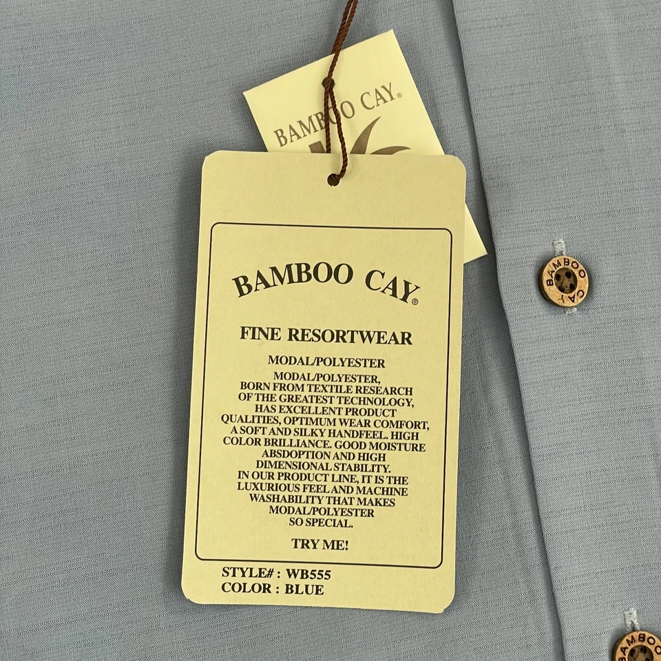 Camisa masculina Bamboo Cay Sailing the Good Life Camp bordada azul pequena nova com etiquetas $124 - Imagem 3 de 4