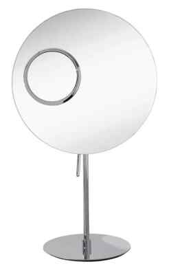 Dual Magnification 1X & 5X Silver Polished Stainless Steel round Mirror17 L X7 W