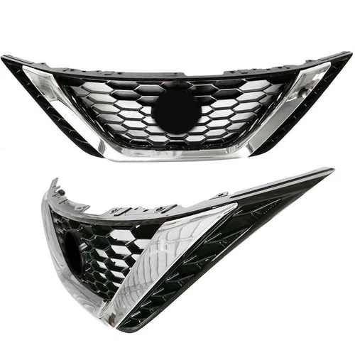 For Nissan Sentra 2016 2017 2018 Front Bumper Upper Grille Chrome & Black Grill - Picture 2 of 19