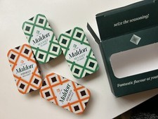 MALDON boxed sea salt original & smoked pinch tin x4 empty tins US POSTAGE ONLY