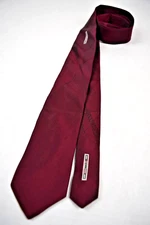 Neck Tie VTG Stringbeans 80s Retro Modern Maroon Poly Acetate Brocade 56" x 2.5"