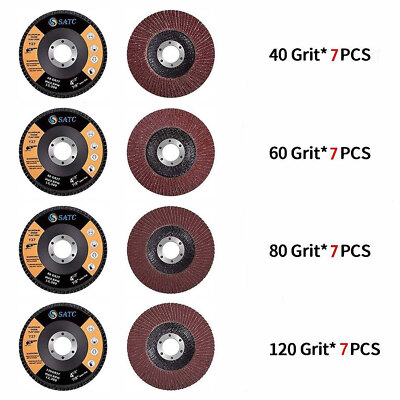 28PACK 4.5inch Flap Discs 40 60 80 120Grit Grinding Wheel Sanding Aluminum Oxide
