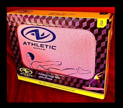 Folding Yoga Mat W/ Poses Pink Home Workout Fitness Gym Training 24 x68 x3mm NEW