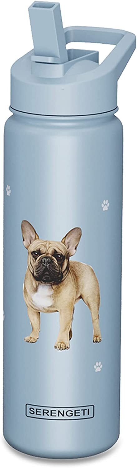 Бутылка для воды E-S Pets из нержавеющей стали, 24 унции, непроливайка (французский бульдог)