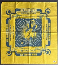 Jack Youngblood +3 Autos Signed LA Rams Flag Vintage PSA 4A36599