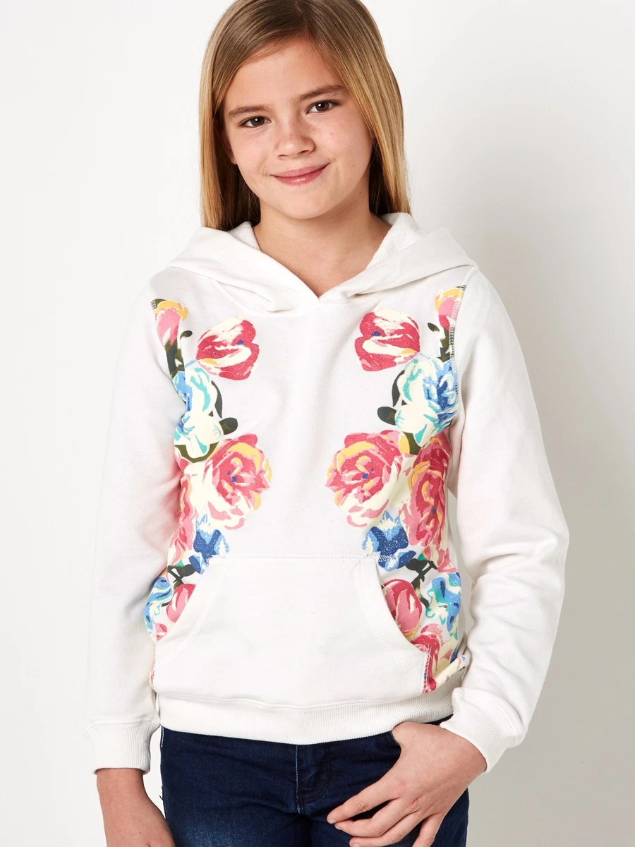 Girls Cream Floral Hoodie Various Ages 2 8 Free Postage