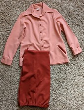 Vintage 70s JC Penny Fashions Leisure Suit Bell Bottom Hippy Retro Peach Sz 12