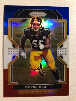 2021 Panini Prizm Red White Blue Refractor Devin Bush II Steelers