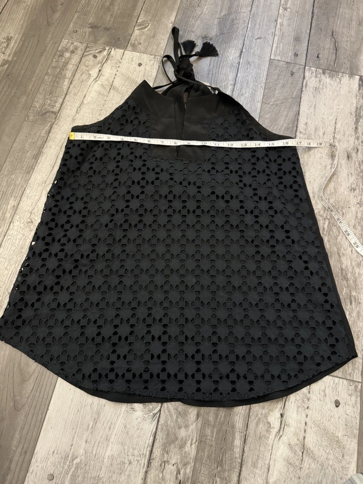 Camiseta sin mangas ATHLETA con ojales dunas halter negra borla corbata pequeña Foto 2 de 4