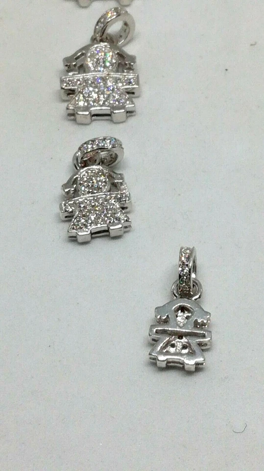 COLLANA CIONDOLO BEBE' BIMBA ARGENTO 925/1000 RODIATO ZIRCONI BIANCHI EXPLOIT - Immagine 4 di 4